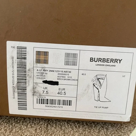 BURBERRY THE UP PUMP SIZE 40.5 BIRCH BROWN. - Picture 10 of 13